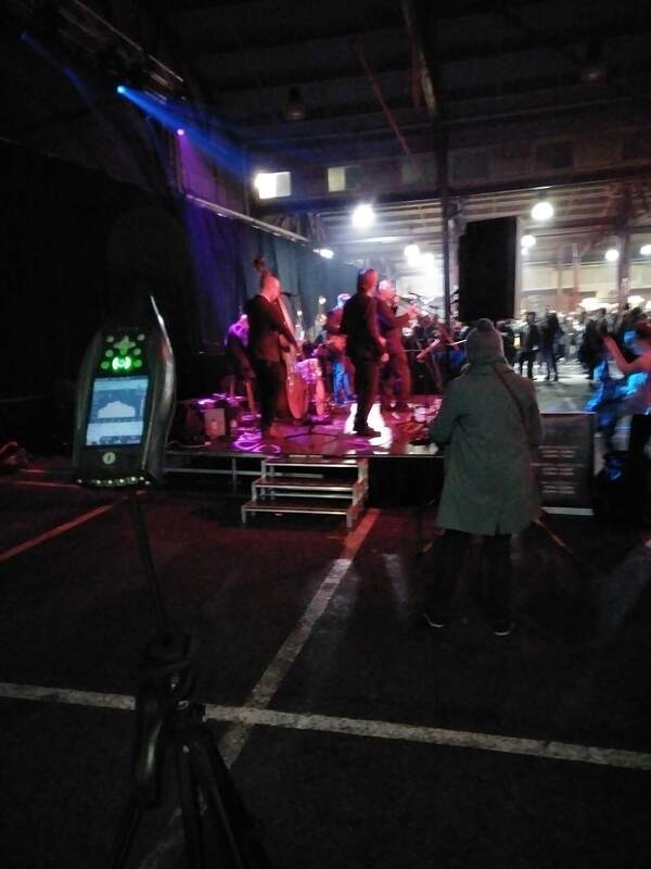 Measuring jazz band with sound level meter