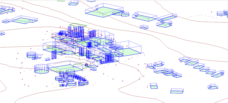 3D wire frame of an industrial facility